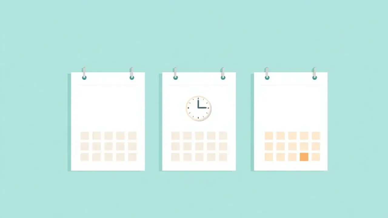 Three calendar cards with a clock and a highlighted day representing WooCommerce delivery date plugin options