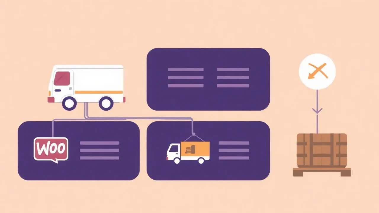 WooCommerce category cards each connected to a different shipping method, one connection disabled