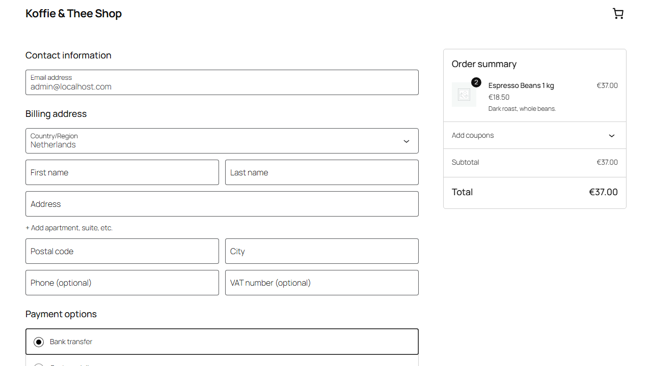 WooCommerce block checkout showing the custom VAT number field