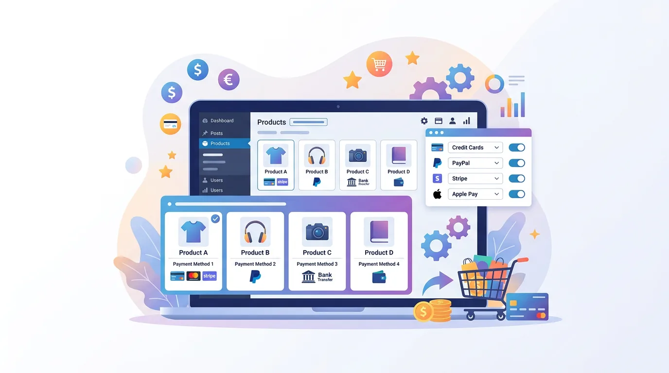 Checkout page where only the payment methods allowed for the products in the cart are shown