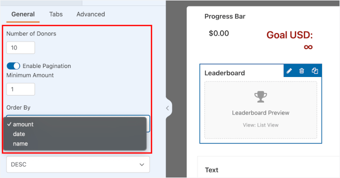Adjusting the number of donor displayed and pagination Adjusting the number of donor displayed and pagination