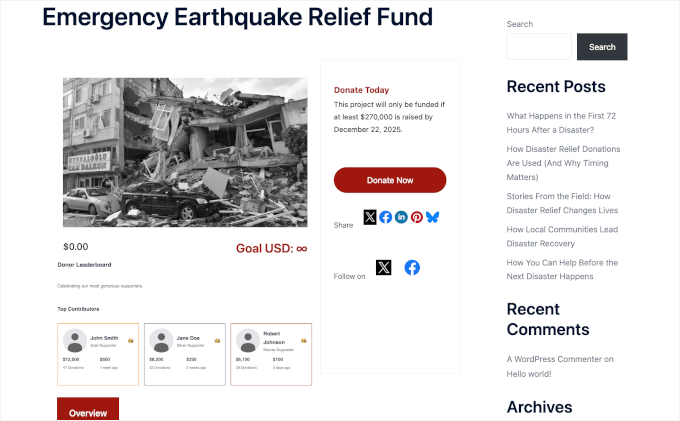 Charitable campaign with a leaderboard Charitable campaign with a leaderboard