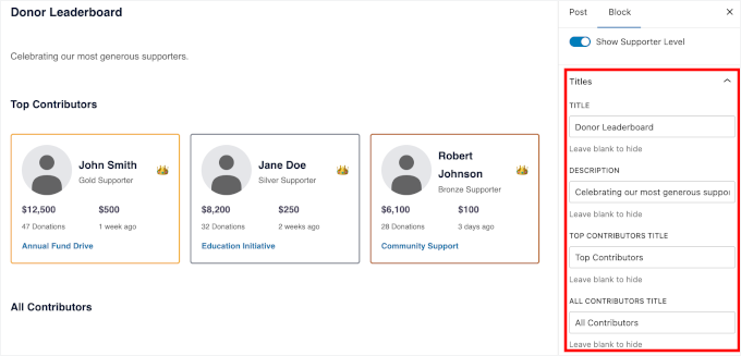 Configuring title settings Configuring title settings