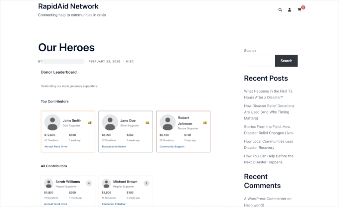 Displaying donor leaderboard across campaigns Displaying donor leaderboard across campaigns